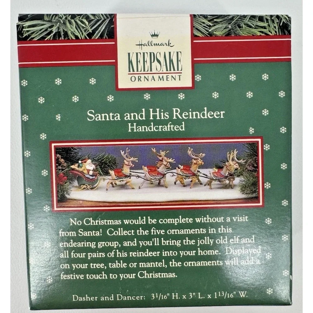 Hallmark Keepsake Comet & Cupid Ornament Santa & His Reindeer-Third of Five‎